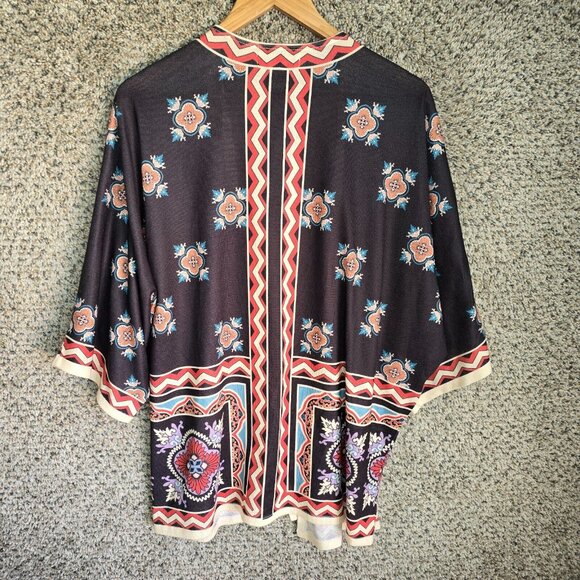 Flying Tomato Cardigan Womens Medium Black Knit Open Front Boho Casual Polyester - Picture 7 of 7